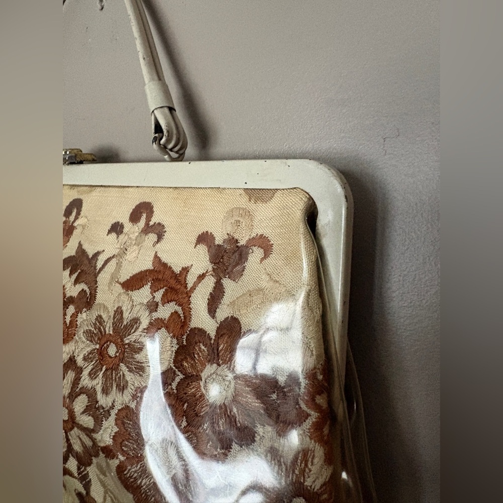1960s vintage floral tapestry handbag grannycore purse metal frame clutch Unique - Picture 6 of 16
